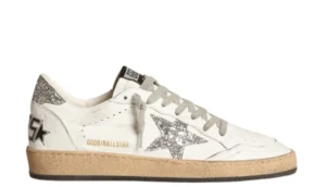 Ball Star Donna in nappa con stella bianca e talloncino glitter