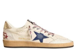 Golden Goose Ball Star in nappa leather with blue suede star and platinum leather heel tab(women)