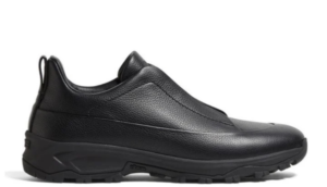 Zegna - Triple Stitch Monte Grained Calf Leather Black Slip On Sneakers